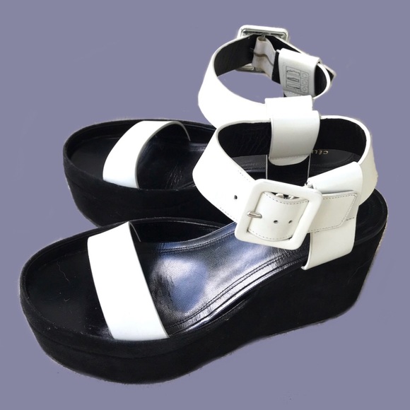 Céline Black & White Leather Suede Platform - Picture 1 of 3